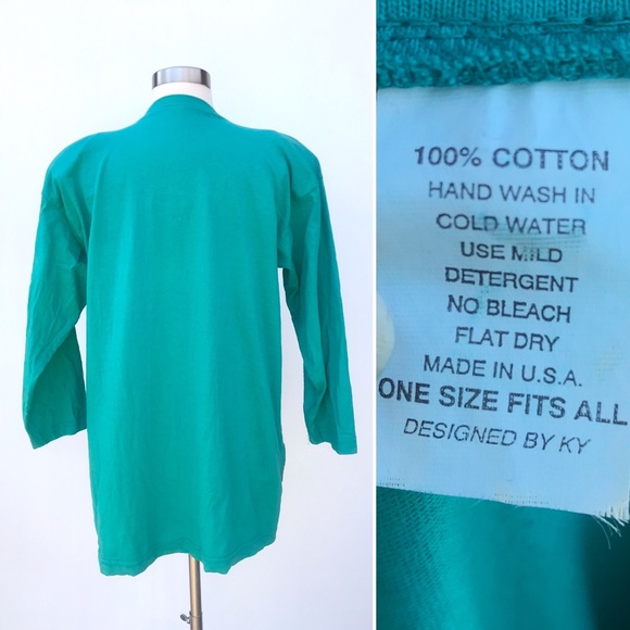 Vintage 80’s teal southwestern still life glitter puff paint novelty top shirt - Picture 6 of 9